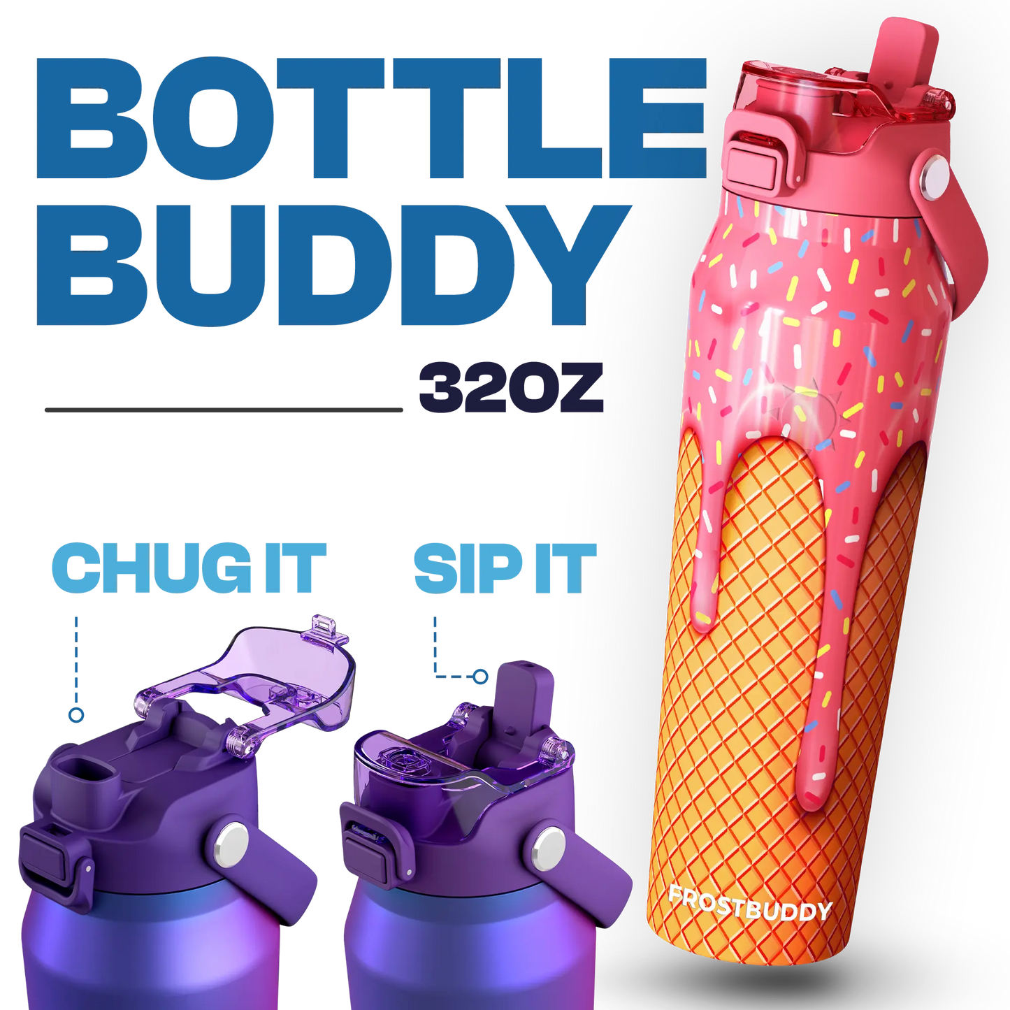 2-in-1 Lid Steel Bottle - Insulated